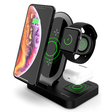 Бездротовий зарядний пристрій STR X4 Plus 3in1 Wireless Charging for iPhone/Watch/AirPods - White, ціна | Фото