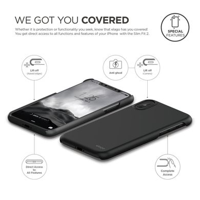 Elago Slim Fit 2 Case Matt Black for iPhone X (ES8SM2-SFBK), цена | Фото