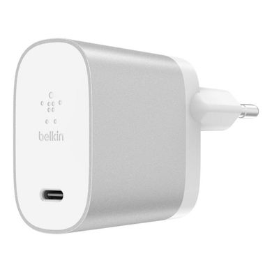 Мережевий зарядний пристрій Belkin Home Charger (27W) Power Delivery Port USB-C 3.0A, silver, ціна | Фото