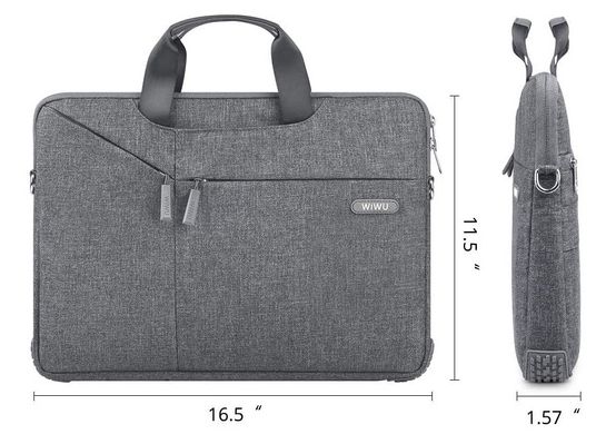 Cумка WIWU Gent Brief Case for MacBook 13.3 inch - Light Gray, ціна | Фото
