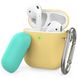 Чехол с карабином для Apple AirPods AHASTYLE Two Color Silicone Case with Carabiner for Apple AirPods - Yellow/Mint Green (AHA-01460-YYM), цена | Фото 1