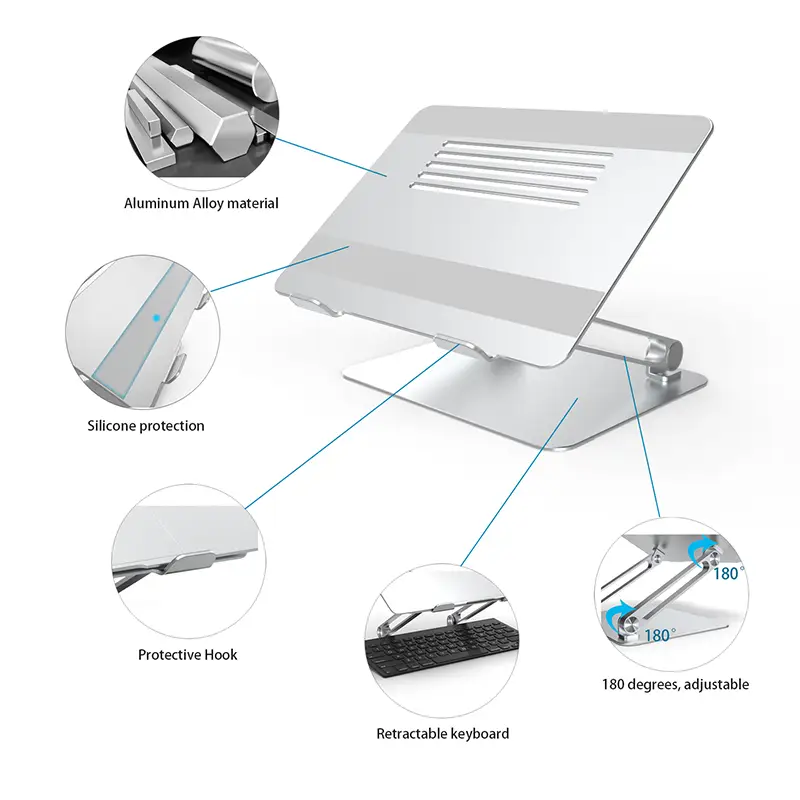 Металлическая подставка c подъемным механизмом для ноутбука STR Adjustable Laptop Stand (Z2) - Silver