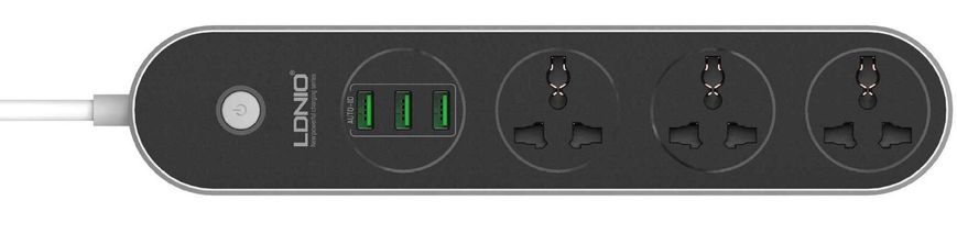 Подовжувач мережевий Ldnio SC3301 |2500W, 1.6m EU plug, 3USB, 3 Sockets 3.1A| - Black, ціна | Фото