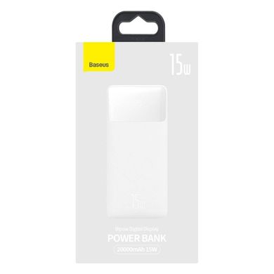 Портативний акумулятор Baseus Bipow Digital Display 15W 20000mAh - White (PPDML-J02), ціна | Фото