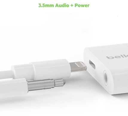 Адаптер Belkin Lightning - 3.5 mm audio + power RockStar, цена | Фото