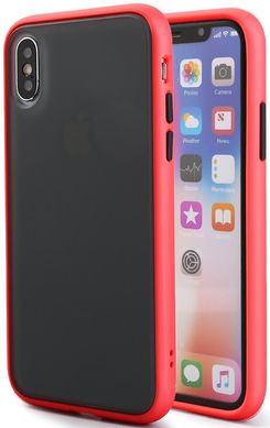 Матовый противоударный чехол MIC Matte Color Case for iPhone X/Xs - Red/black, цена | Фото