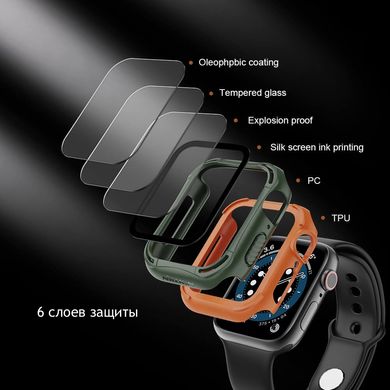 Противоударный чехол с защитным стеклом Nillkin Crash Bumper Case for Apple Watch Series 4/5/6/7/SE (40mm) - Gray, цена | Фото