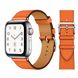 Шкіряний ремінець STR Hermes Single Tour для Apple Watch 42/44/45 mm (Series SE/7/6/5/4/3/2/1) - Noir/Brique/Etain, ціна | Фото