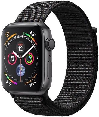 Apple Watch Series 4 (GPS) 44mm Space Gray Aluminum w. Black Sport Loop (MU6E2), цена | Фото