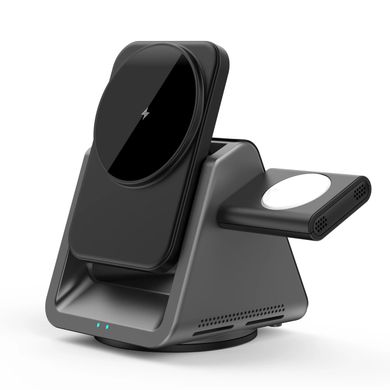 Бездротова зарядка з MagSafe WIWU 3in1 Wireless Charger W018 - Black, ціна | Фото