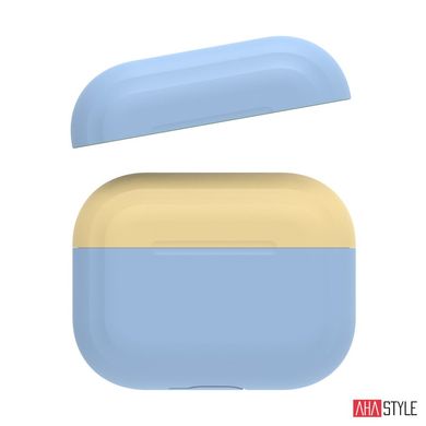 Чехол AHASTYLE Two Color Silicone Case for Apple AirPods Pro - Sky Blue/Yellow (AHA-0P200-SSY), цена | Фото