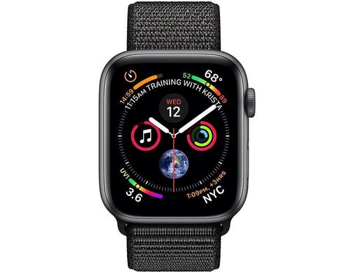 Apple Watch Series 4 (GPS) 44mm Space Gray Aluminum w. Black Sport Loop (MU6E2), цена | Фото