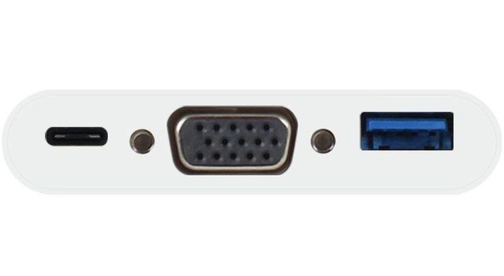 Адаптер Macally мульти портовый (3 в 1) с USB-C 3.1 порта на VGA порт, три USB-А 3.1/3.0 порта и зарядный USB-C порт для порта ноутбука, белый (UCVGA), цена | Фото