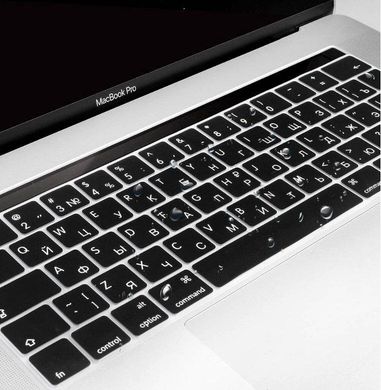 Накладка на клавиатуру STR для MacBook Pro 13/15 (2016-2019) - Черная US (с TouchBar) (с русскими буквами), цена | Фото