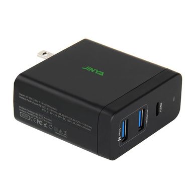 Зарядний пристрій JINYA 60W USB-C Wall Charger Travel Plugs (Type-C PD Port / 2xUSB-A 15W) - Black (JA5012), ціна | Фото