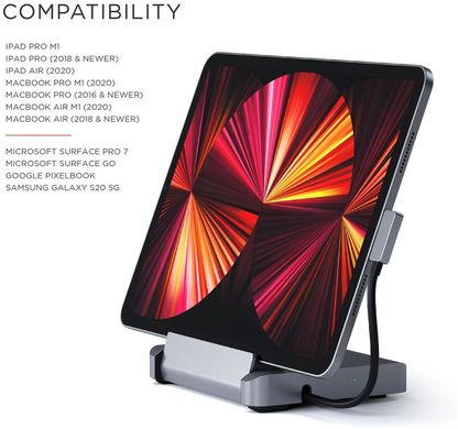 Хаб Satechi Aluminum Stand Hub Space Grey for iPad Pro (ST-TCSHIPM), цена | Фото