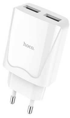 Сетевое зарядное устройство HOCO C52A Authority 2.1A 2USB - White, цена | Фото