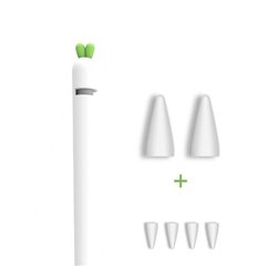 Силиконовый чехол со сменными наконечниками для Apple Pencil 1 STR Carrot Pencil Case - White, цена | Фото