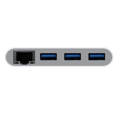 Адаптер Macally мульти портовый (3 в 1) с USB-C 3.1 порта на Gigabit Ethernet порт, три USB-А 3.1/3.0 порта и зарядный USB-C порт для порта ноутбука адаптер для USB-C порта ноутбука, белый (UCHUB3GB), цена | Фото