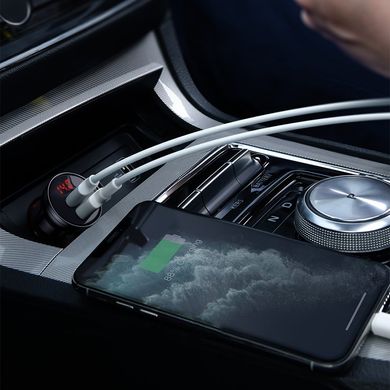 Автомобильная зарядка Baseus Digital Display Dual USB 4.8A Car Charger 24W - Silver (CCBX-0S), цена | Фото