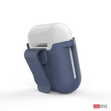 Чохол для Apple AirPods зі зйомним затиском для ременя AHASTYLE Detachable Belt Clip Case for Apple AirPods - Navy Blue (AHA-01050-NBL), ціна | Фото
