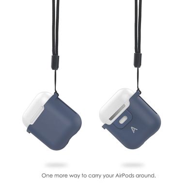 Чехол для Apple AirPods со съемным зажимом для ремня AHASTYLE Detachable Belt Clip Case for Apple AirPods - Navy Blue (AHA-01050-NBL), цена | Фото