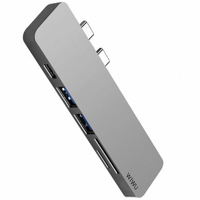 Переходник WIWU T8 Lite (2xUSB 3.0 / SD / MicroSD / Type-C) - Silver, цена | Фото