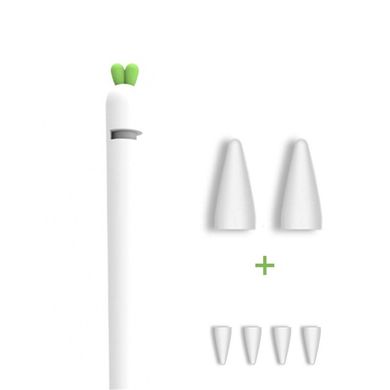 Силиконовый чехол со сменными наконечниками для Apple Pencil 1 STR Carrot Pencil Case - White, цена | Фото