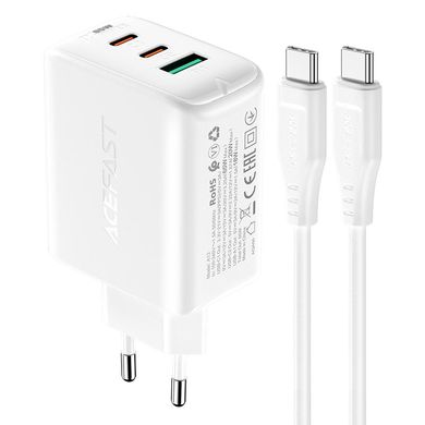 Зарядний пристрій Acefast A13 PD 65W (2 Type-C + USB) - White, ціна | Фото