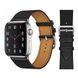 Кожаный ремешок STR Hermes Single Tour для Apple Watch 42/44/45 mm - Noir/Brique/Etain, цена | Фото