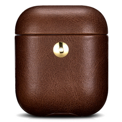 Кожаный чехол для AirPods iCarer Crazy Horse Leather Case - Coffee (IAP041-CF), цена | Фото