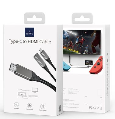 Кабель WIWU X10 USB Type-C to HDMI 4K - Black, цена | Фото