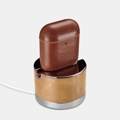Чехол iCarer Vintage Series Real Leather Airpods Case With The Metal Hook with LED Indicator Hole - Brown, цена | Фото