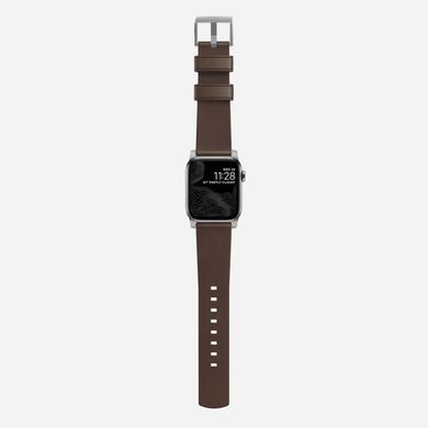 Ремешок Nomad Modern Strap Silver/Brown for Apple Watch 45mm/44mm/42mm (Series SE/7/6/5/4/3/2/1) (NM1A4RSM00), цена | Фото