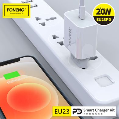 Зарядний пристрій FONENG EU23 (PD / 20W) - White, ціна | Фото