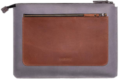 Кожаный чехол ручной работы INCARNE MOCCO для MacBook Air 15 (2023-2024) М2/М3 - Серый (карман коньяк)