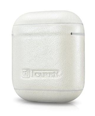 Кожаный чехол для AirPods iCarer Classic Series Leather Case - White (IAP022-WH), цена | Фото