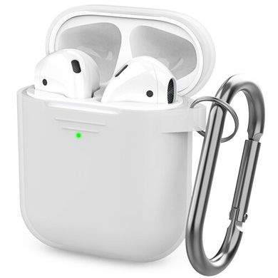 Чохол з карабіном для Apple AirPods AHASTYLE Silicone Case with Carabiner for Apple AirPods - White (AHA-01060-WHT), ціна | Фото