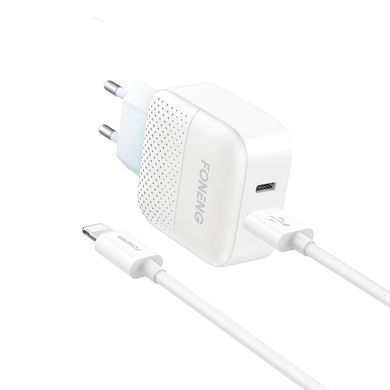 Зарядное устройство + кабель Lightning FONENG EU26 (1xUSB QC/1xPD), цена | Фото