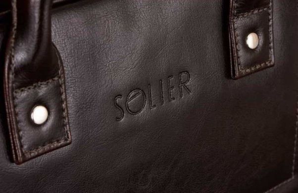 Шкіряна сумка для ноутбука каштанова 15.6 BELFAST Solier SL21, ціна | Фото