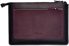 Шкіряний чохол ручної роботи INCARNE MOCCO для MacBook Air 15 (2023-2024) М2/М3 - Чорний (карман бордо)