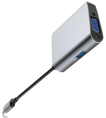 Переходник Baseus Enjoyment series Type-C to VGA+ USB 3.0 HUB Adapter - Gray, цена | Фото