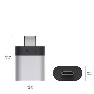Переходник Elago Mini Aluminum USB-C to USB-A Adapter Silver (2 Set) (EADP-ALUSBC-SL-2P), цена | Фото