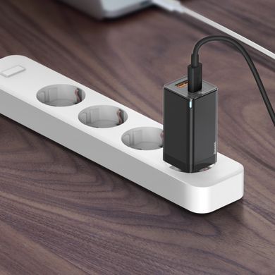 Зарядний пристрій Baseus Mini Quick Charger 45W Type-C + USB (With Mini Cable Type-C to Type-C 60W (1m)) - White, ціна | Фото