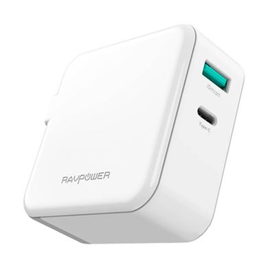 Адаптер RAVPower 45W AC + PD + QC3.0 2-Port Wall Charger (EU), цена | Фото