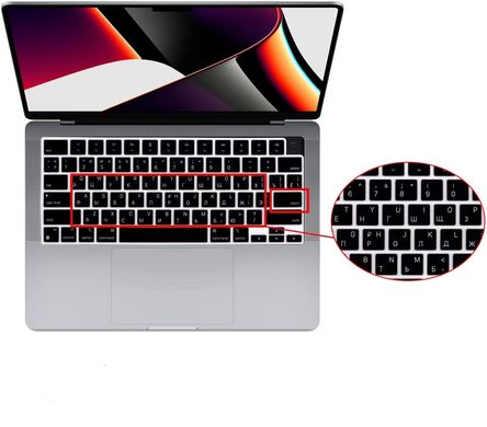Накладка на клавиатуру STR для MacBook Air 13.6 (2022) M2 | Pro 14 (2021) | Pro 16 (2021) - Прозрачная EU, цена | Фото