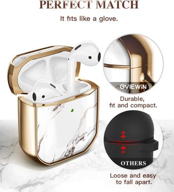 Чохол GVIEWIN for AirPods 1/2 - White/Gold, ціна | Фото
