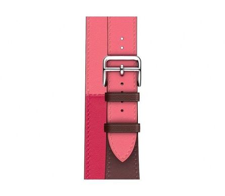 Ремешок STR Apple Watch Hermes - 42/44/45 mm (Series SE/7/6/5/4/3/2/1) Bordeaux/Rose Extrême/Rose Azalée Swift Leather Double Tour, цена | Фото