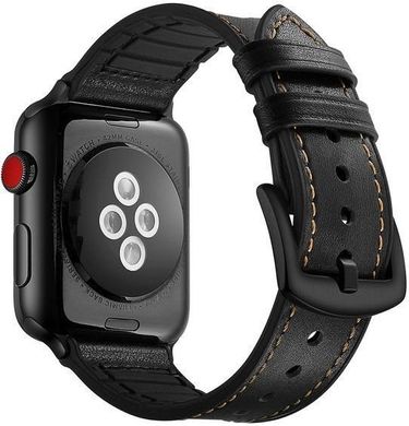 Ремешок с чехлом STR Genuine Leather + Silicone Band for Apple Watch 42/44 mm - Retro Brown, цена | Фото