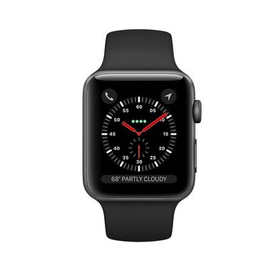 Apple Watch Series 3 (GPS) 42mm Space Gray Aluminum w. Black Sport B. - Space Gray (MQL12), цена | Фото